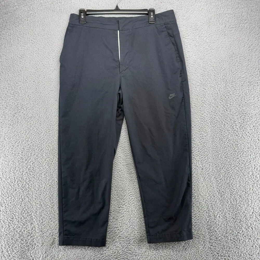 Nike Pants Men's 32 Black Chino Khaki Cropped Woven Sportswear Utility Golf Flex